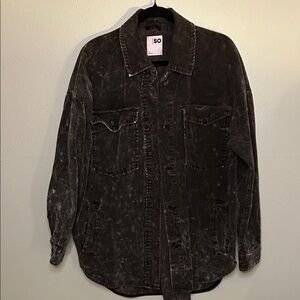 SO Woman’s Corduroy Acid Wash Button Up Jacket